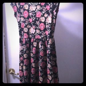 Black floral dress with lace appliqué backing